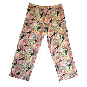 Tropical Toucan Print Mahogany Womens PJ Lounge Pants Size 1X 100% Cotton  Bird